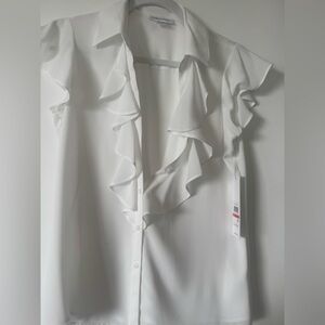 Calvin Klein Ivory Blouse with Subtle Ruffles